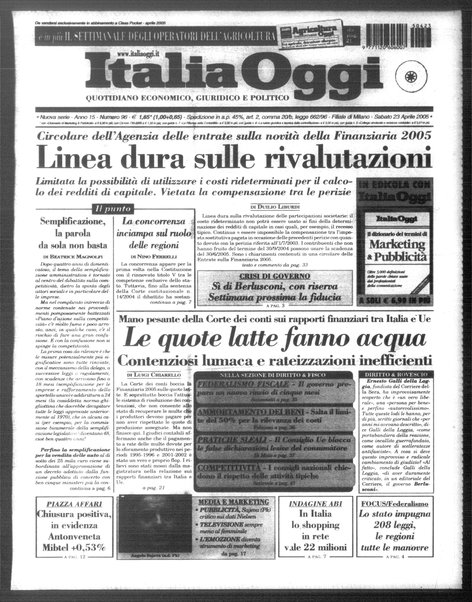 Italia oggi : quotidiano di economia finanza e politica